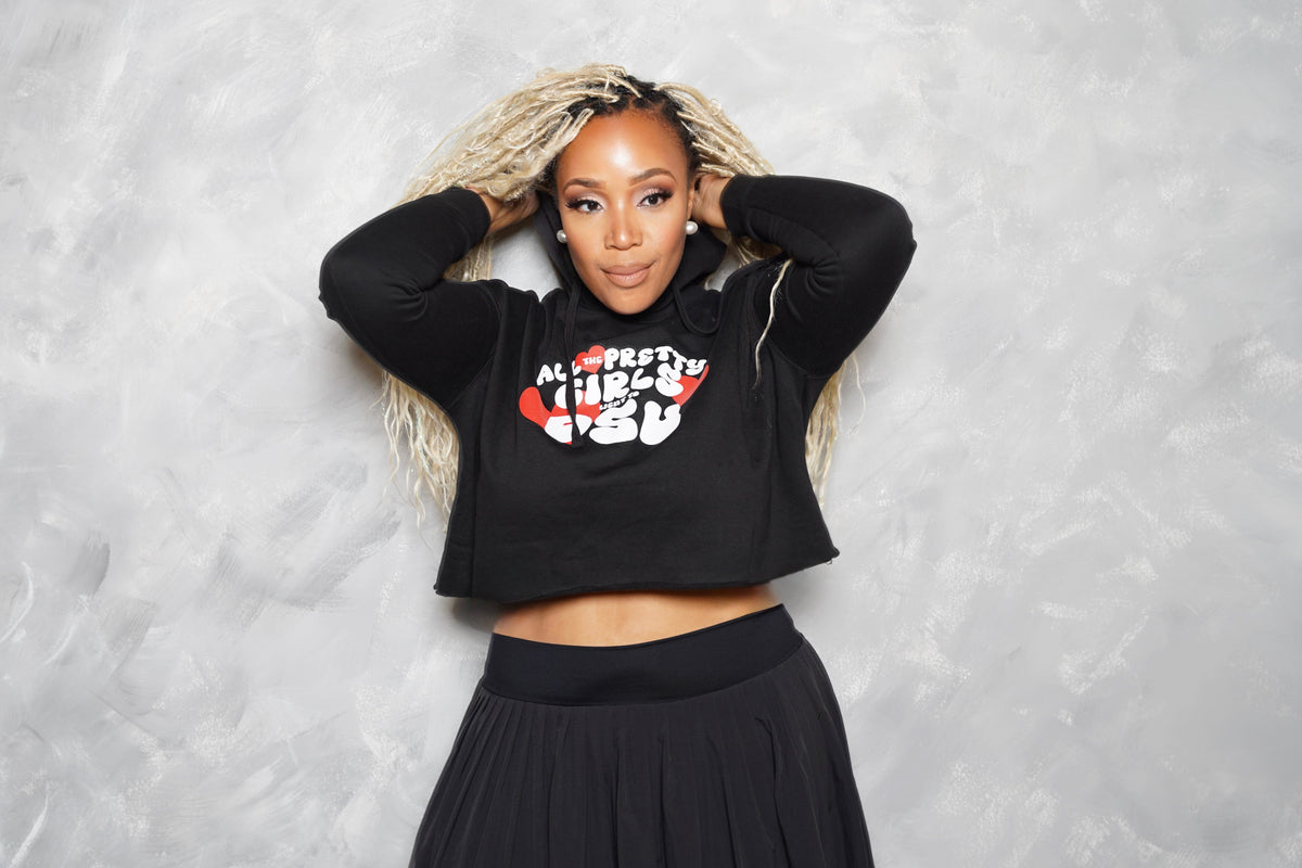 All the Pretty Girls Went to Del State Black Crop Hoodie