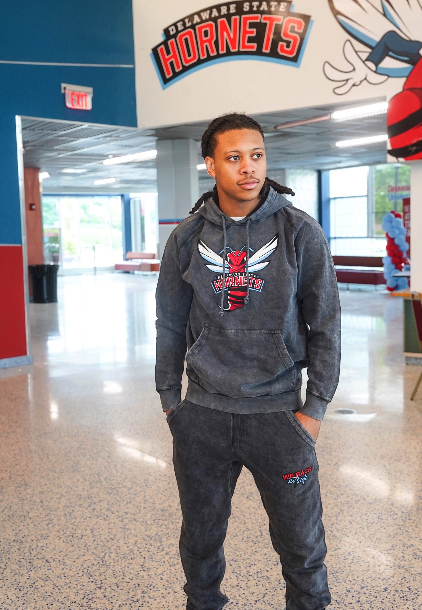 Hornets Black Acid Wash Hoodie