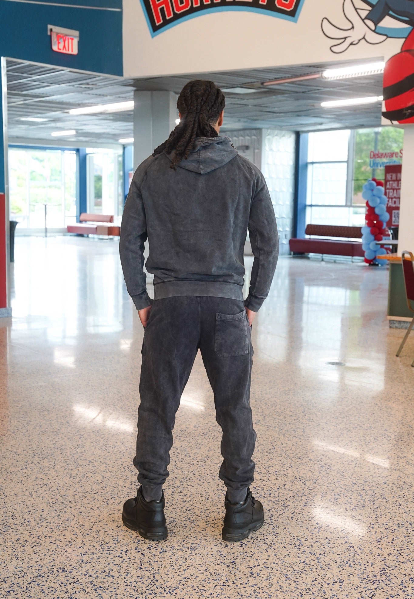 Black Acid Wash Coordinated Joggers