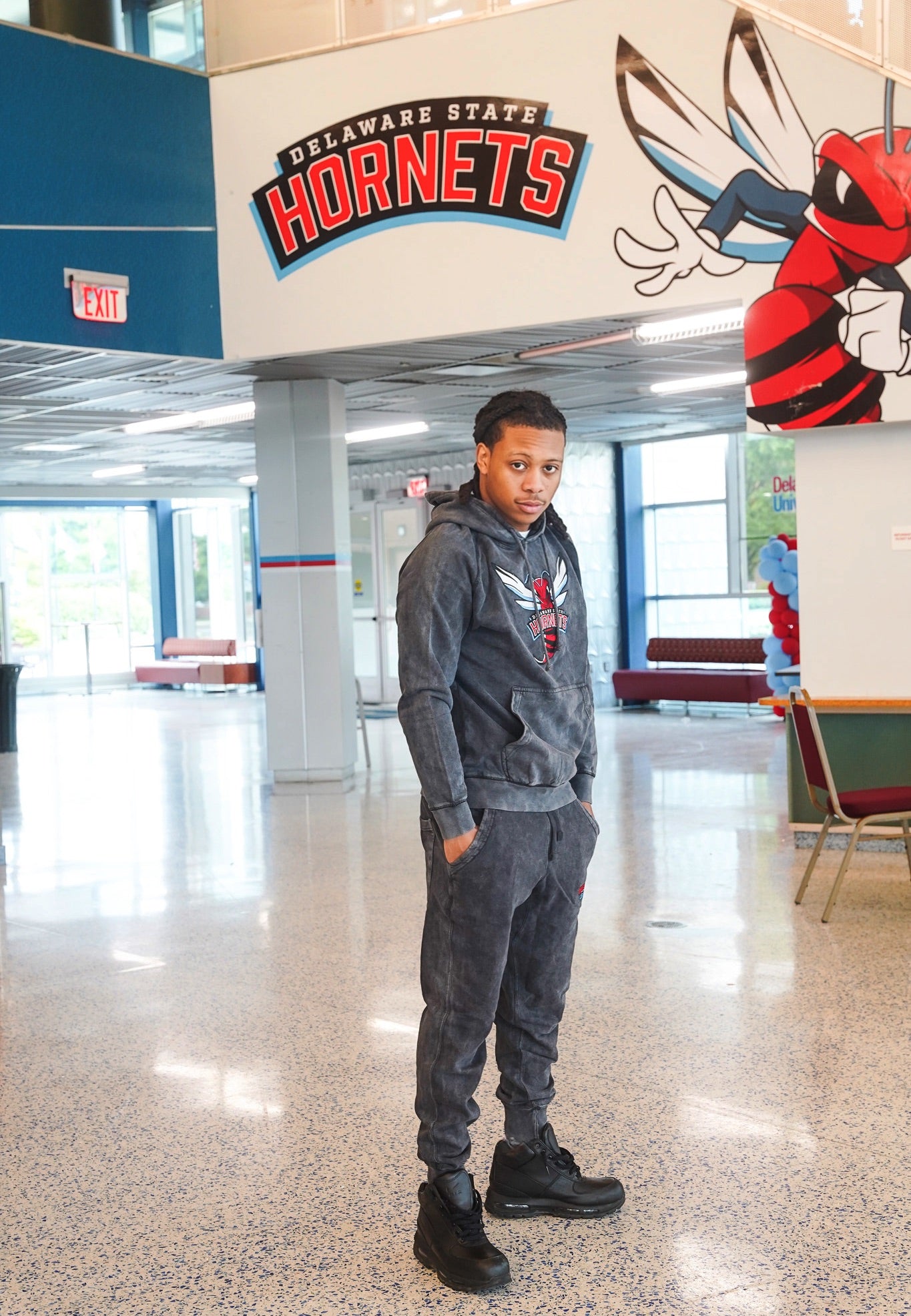 Hornets Black Acid Wash Hoodie
