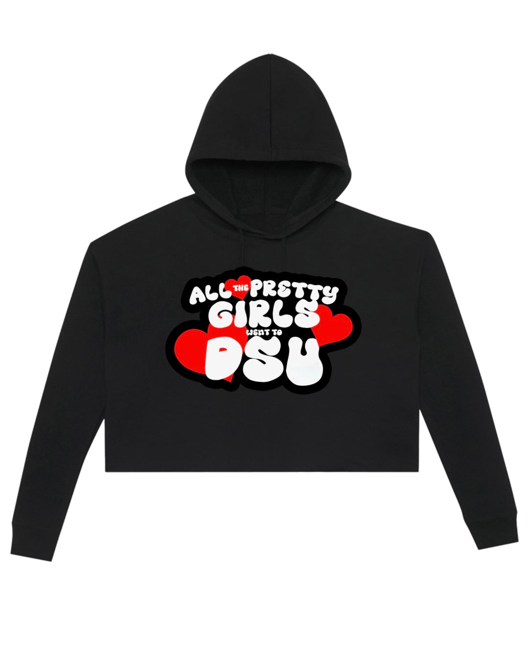 All the Pretty Girls Went to Del State Black Crop Hoodie