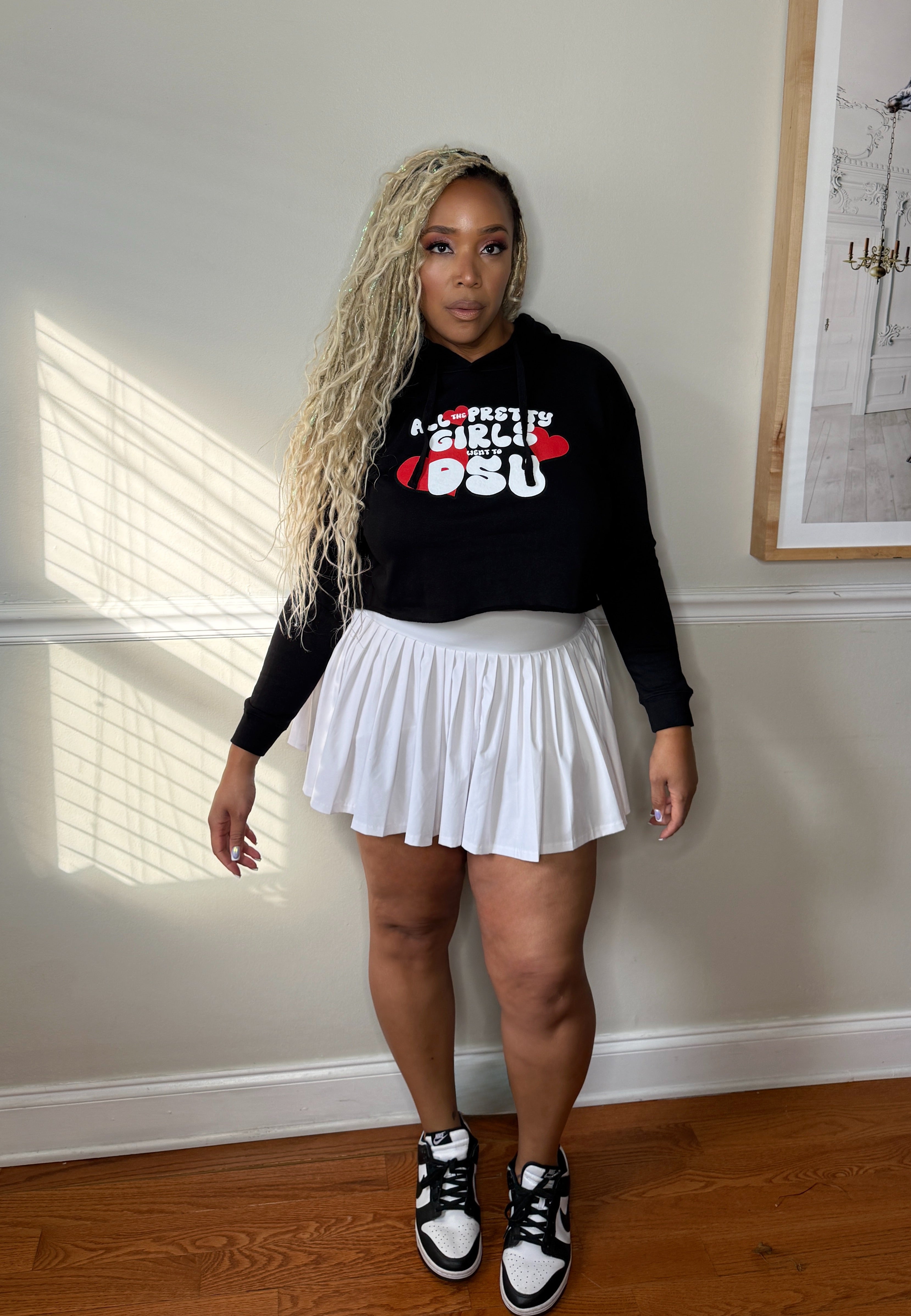All the Pretty Girls Went to Del State Black Crop Hoodie
