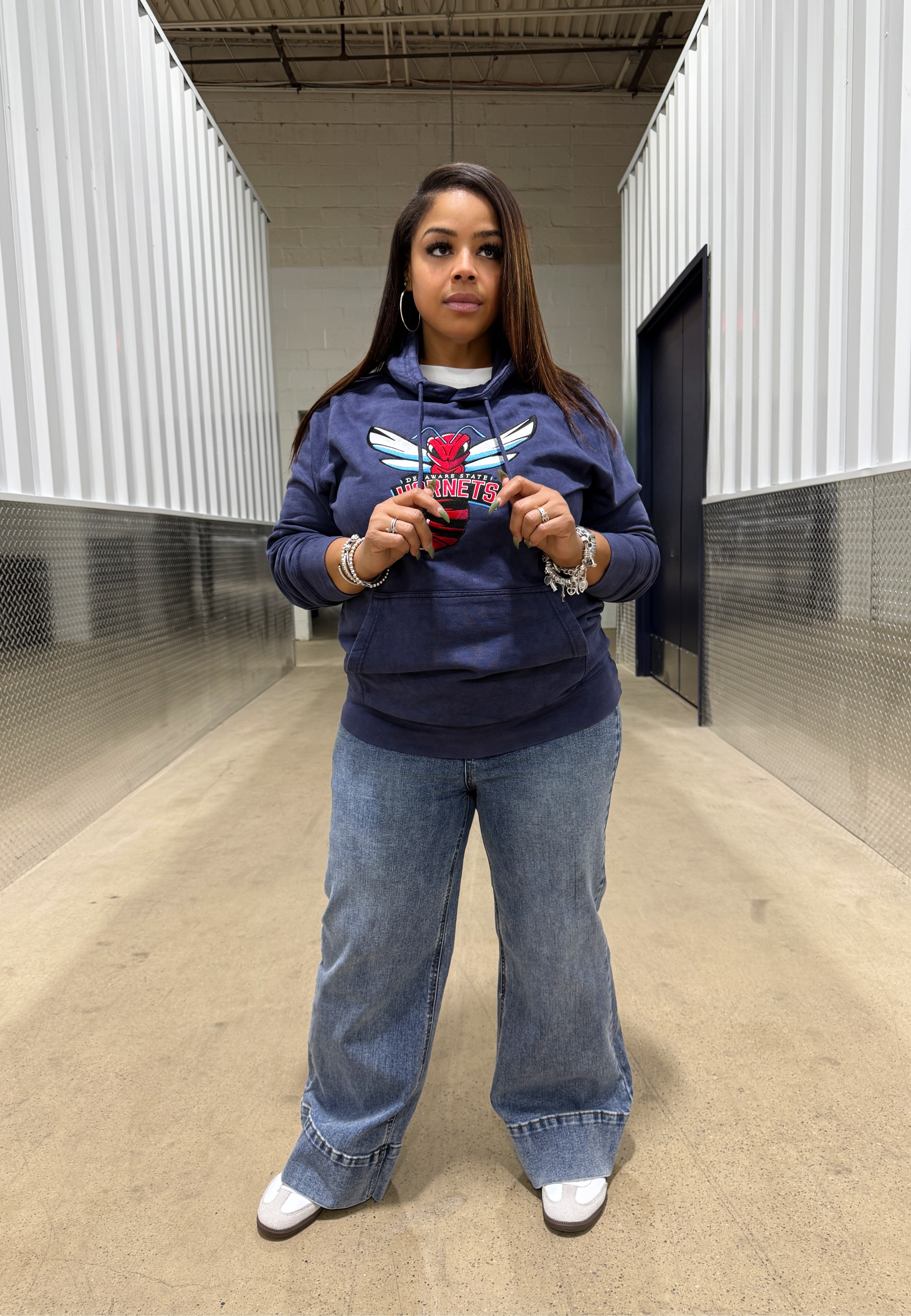 Hornets Blue Acid Wash Hoodie