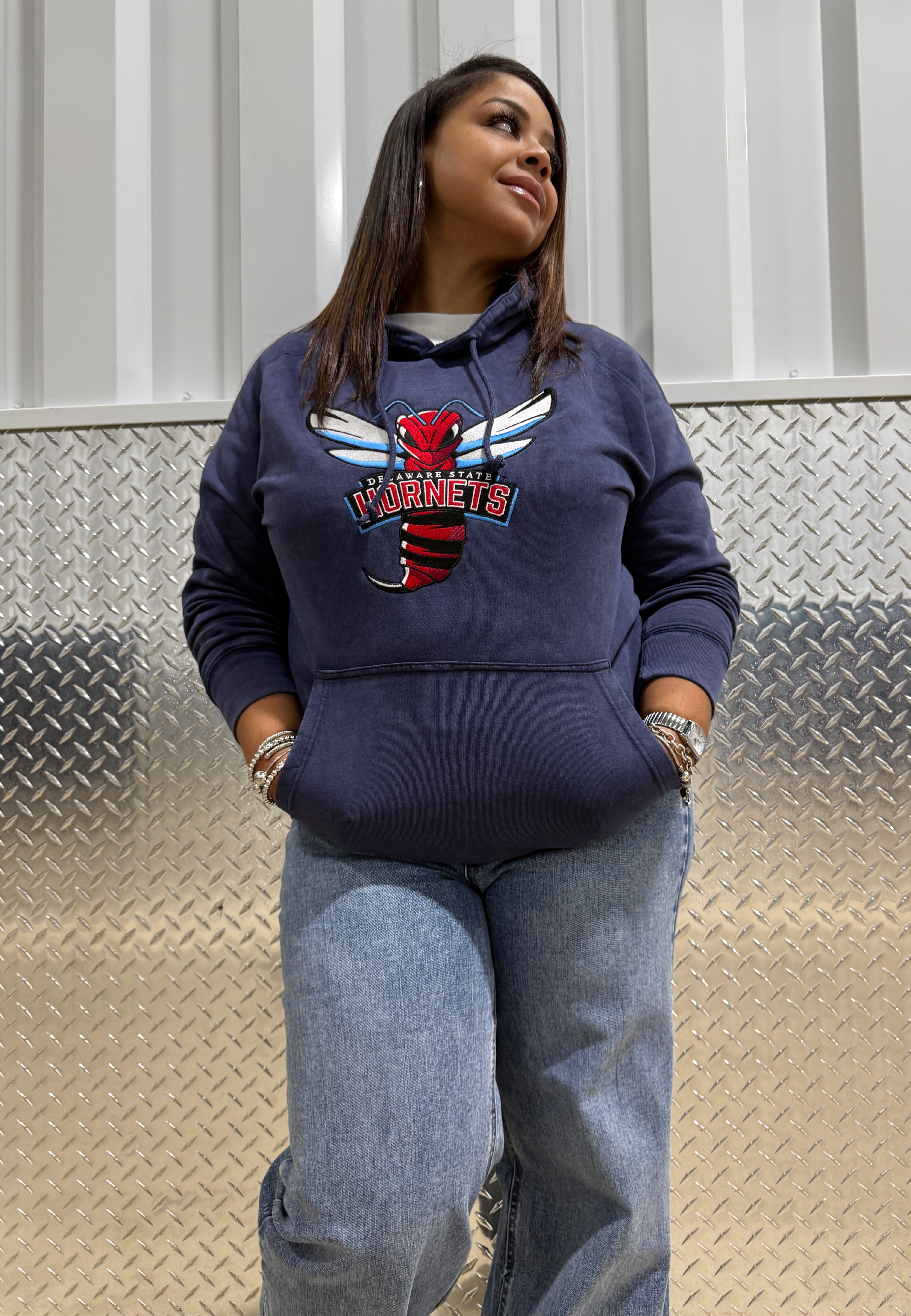 Hornets Blue Acid Wash Hoodie
