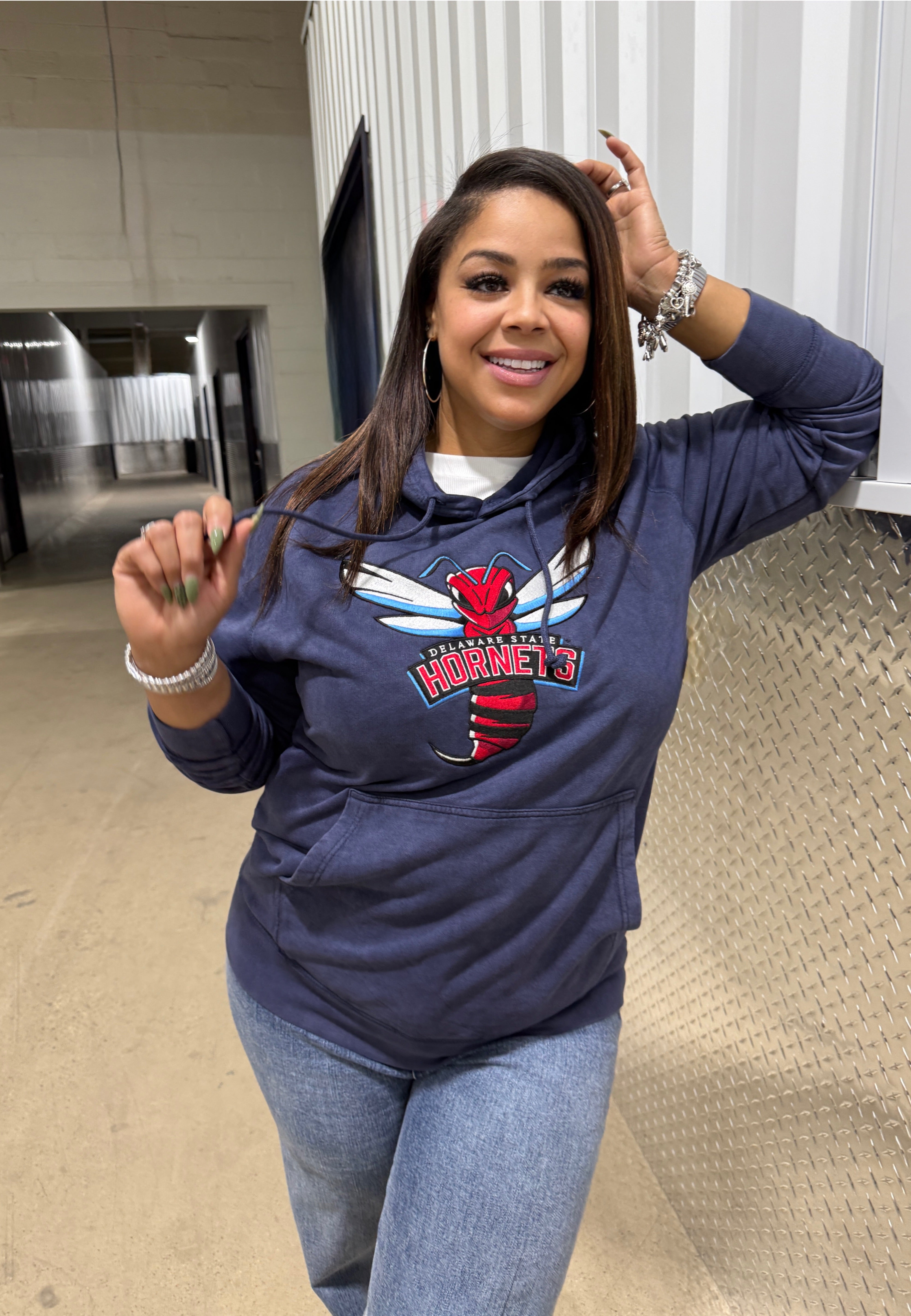 Hornets Blue Acid Wash Hoodie